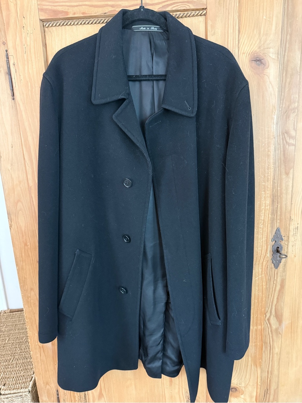 Saks Fifth Avenue Colombo Black Label Black Cashmere Wool Blend Coat